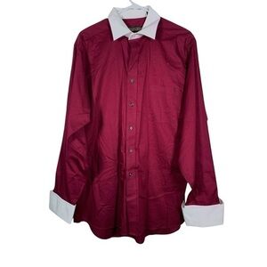 Donald Trump Maroon Dress Shirt w/ White Wrist Size 16.5 EUC #DS-1695